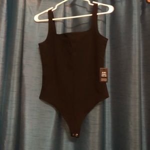Express Black Square Neck Thong Bodysuit